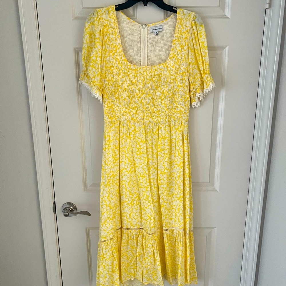 Lost + Wander Yellow Floral Dress, size M
